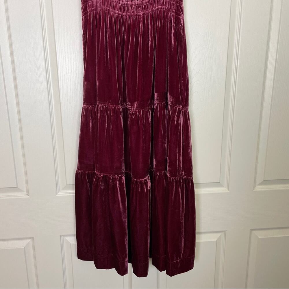 Anthropologie Somerset Plum Velvet Tiered Maxi Dress Boho Glam Sz M - Picture 3 of 9